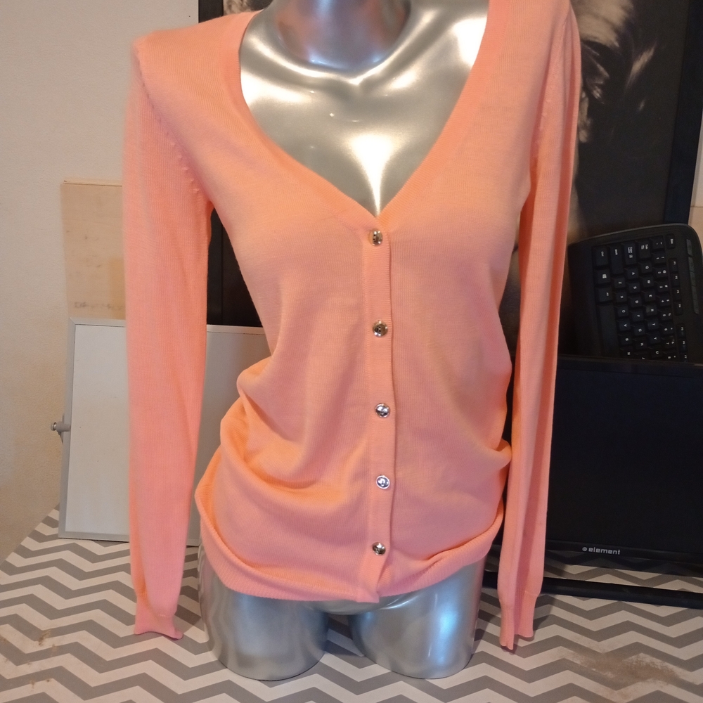 Charlotte Russe Light Coral Button-Up Cardigan
